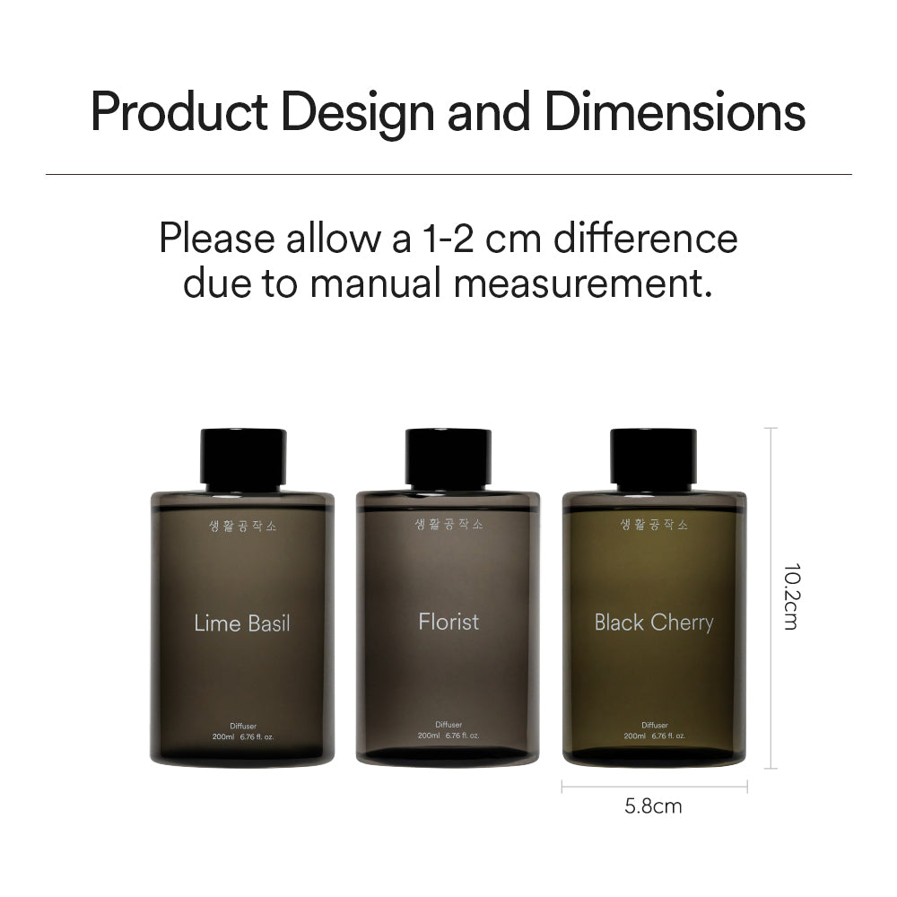 Saengong Diffuser 200ml (6.8 fl oz) x 2 Pack – Florist/Black Cherry/Lime Basil Scent