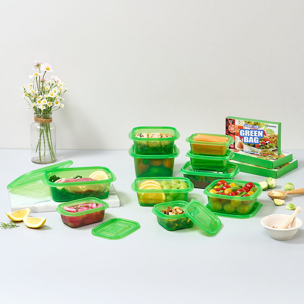 BIGMORE Green Box Fresh Food Container Set, 20 Types / 49 Pieces