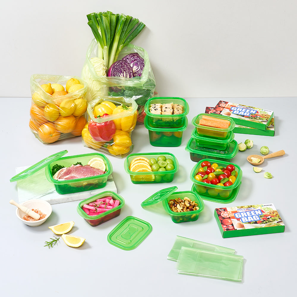 BIGMORE Green Box Fresh Food Container Set, 20 Types / 49 Pieces