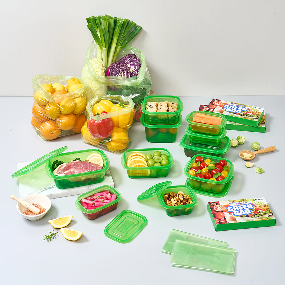BIGMORE Green Box Fresh Food Container Set, 20 Types / 49 Pieces