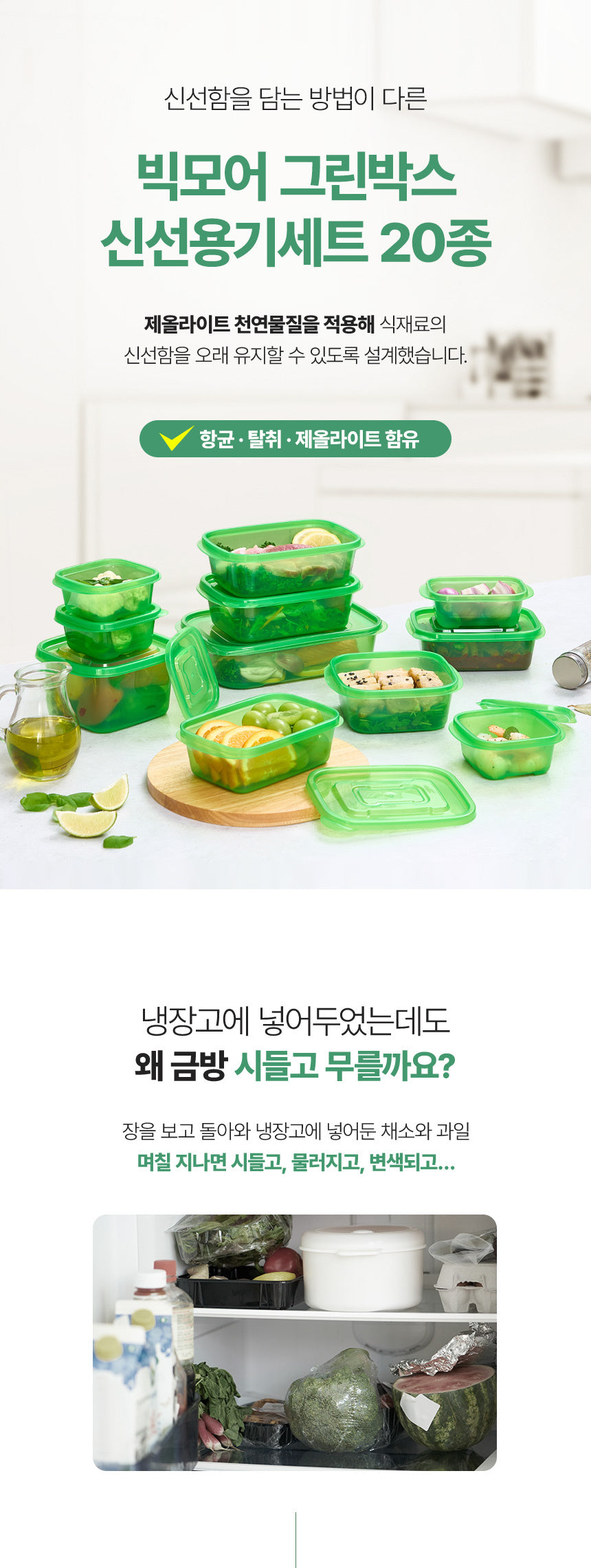 BIGMORE Green Box Fresh Food Container Set, 20 Types / 49 Pieces
